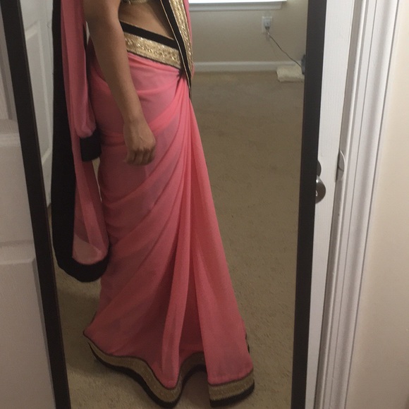 Other - Pink Shimmer Chiffon Indian Saree